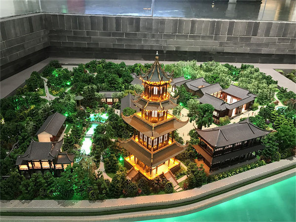 四川古建场景沙盘模型